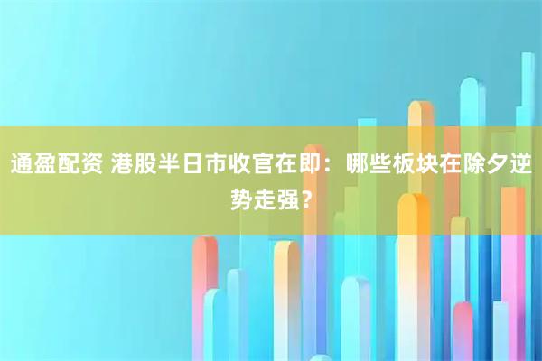 通盈配资 港股半日市收官在即：哪些板块在除夕逆势走强？