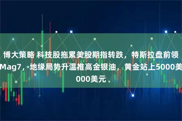博大策略 科技股拖累美股期指转跌，特斯拉盘前领跌Mag7，地缘局势升温推高金银油，黄金站上5000美元