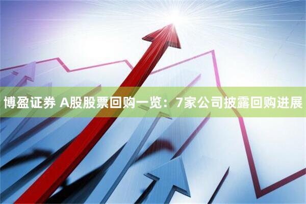 博盈证券 A股股票回购一览：7家公司披露回购进展